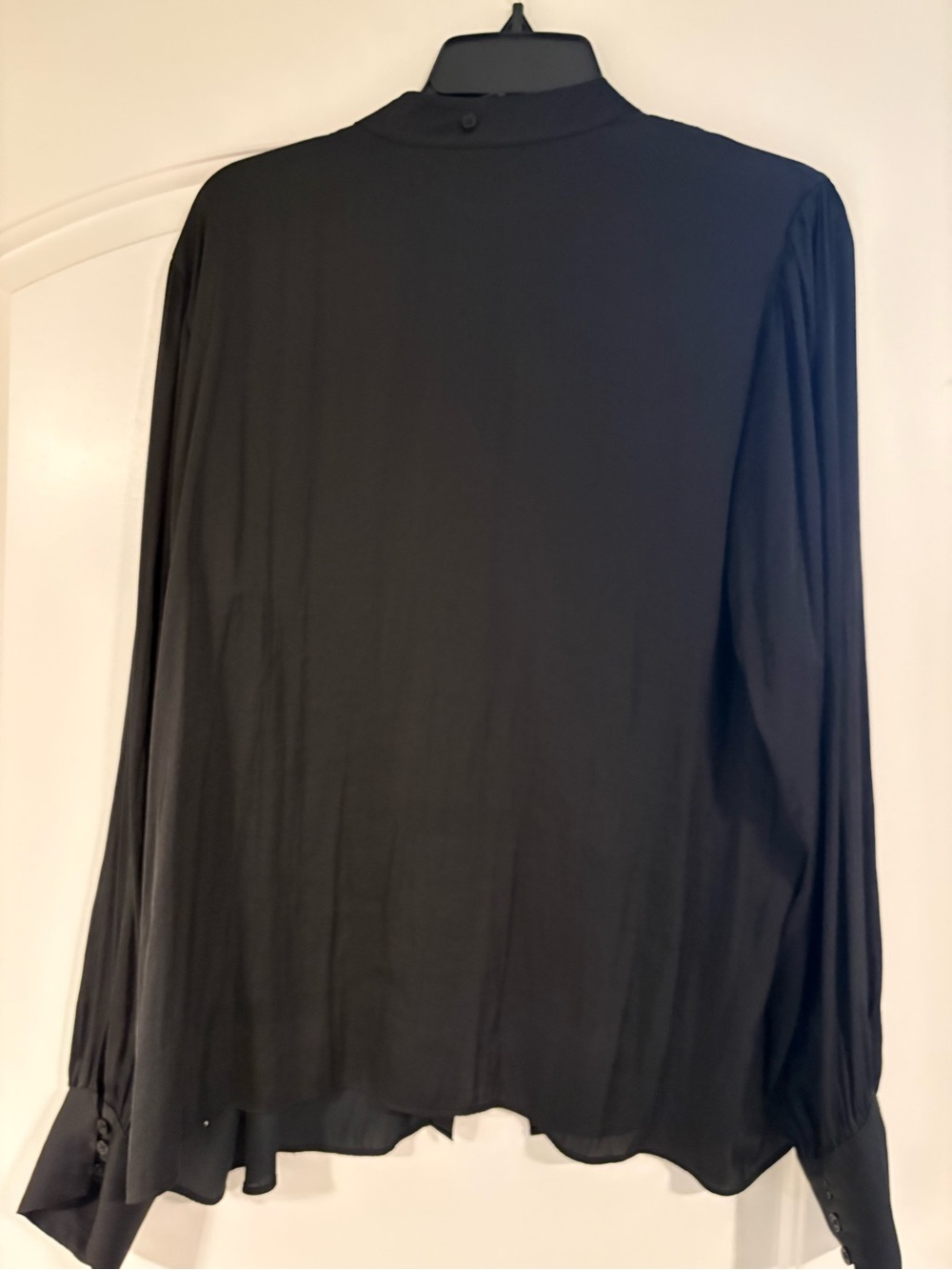 Express Black Long-Sleeve Mock-Neck Blouse
